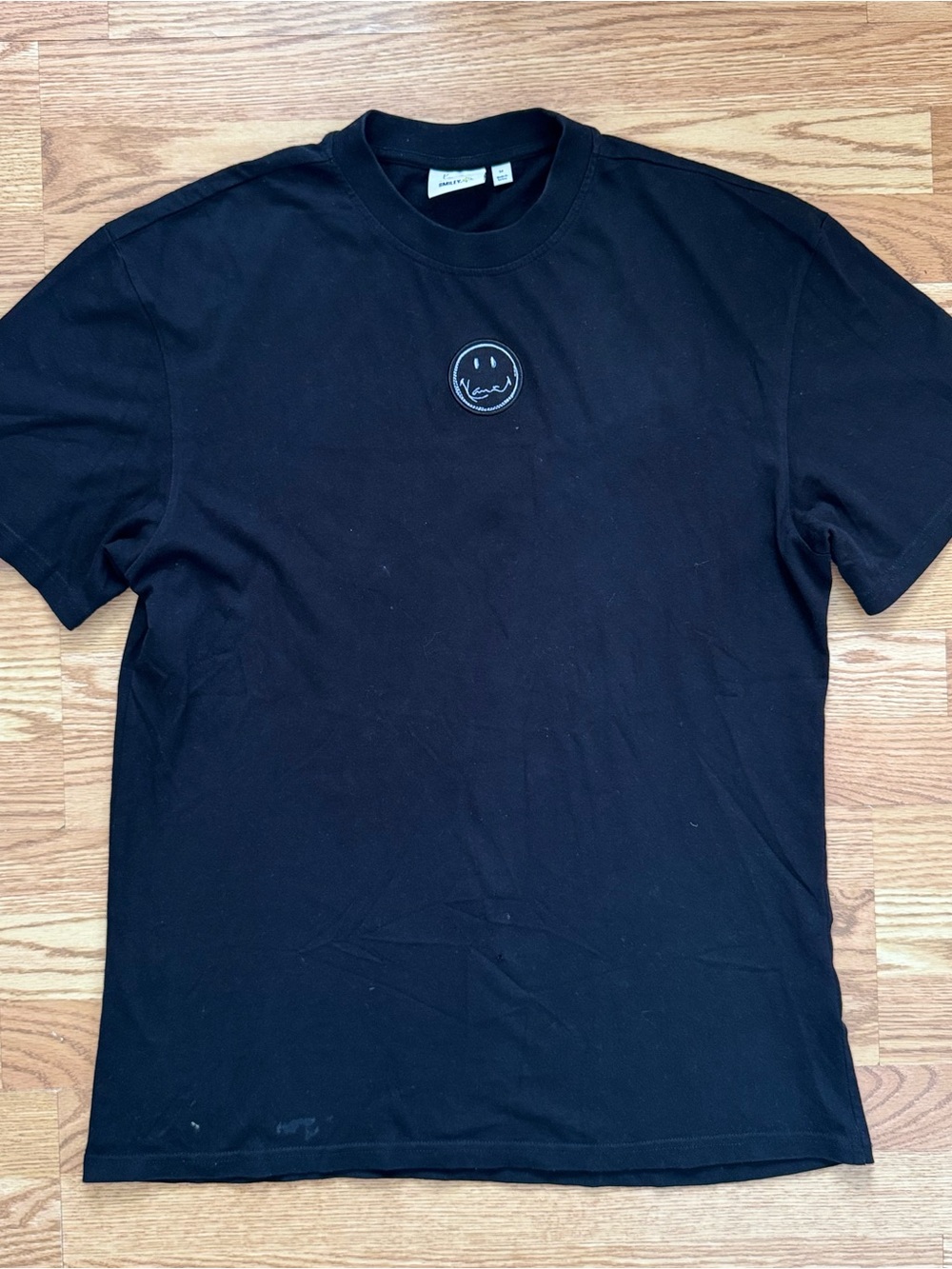 Karl Kani Black Short Sleeve Tee with Small Embroidered Smiley